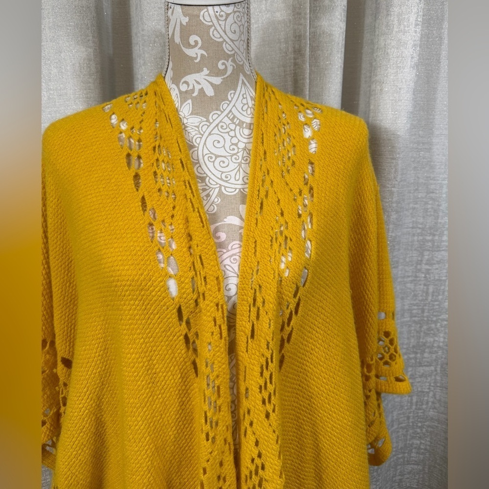 Anthony Original Mustard Yellow Knit Kimono Cardigan - Picture 5 of 8